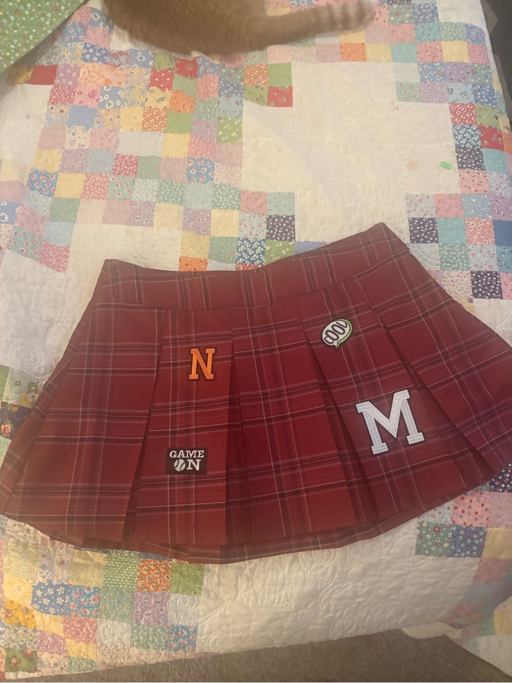 No Boundaries Red Plaid Patch Skater Skirt